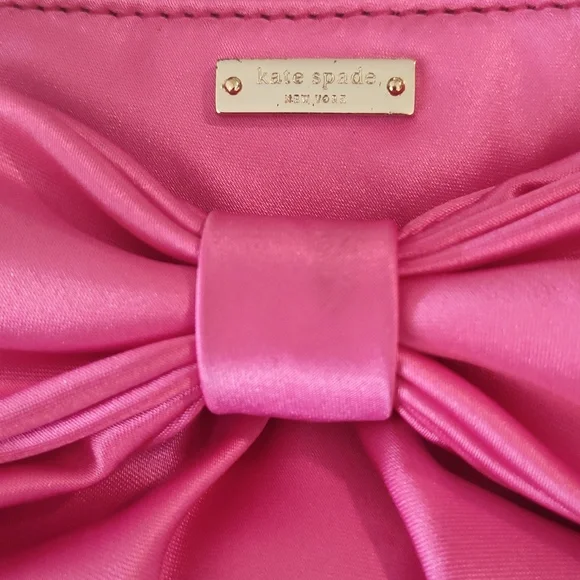 KATE SPADE Plaza Bow WLRU1757 Pink (snapdragon) Satin Pouch Wristlet - Picture 8 of 8